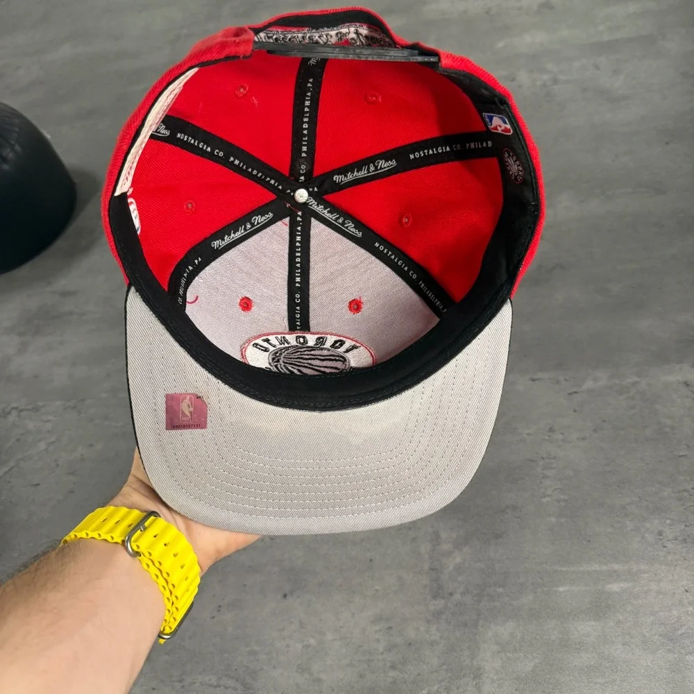 Mitchell & Ness Toronto Raptors Snapback Hat Red Black NBA Cap 2 Tone Wool Blend